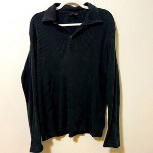 Express 100% Cotton Black Striped Long Sleeve Quarter Zip Sweater